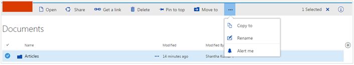 Command bar for folder selection